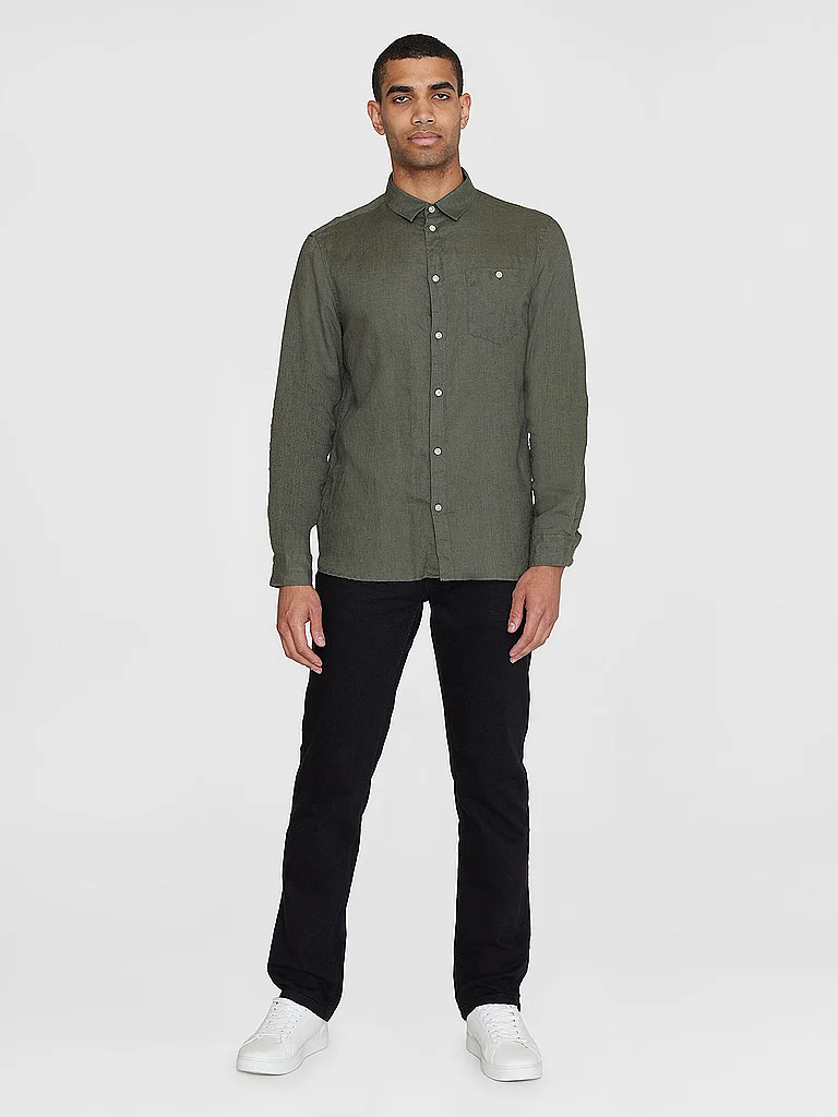 Knowledge Cotton Apparel Linen Shirt Burnt Olive L 2